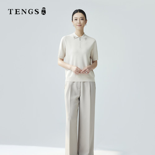 TENGS滕氏女装优雅通勤纯色针织