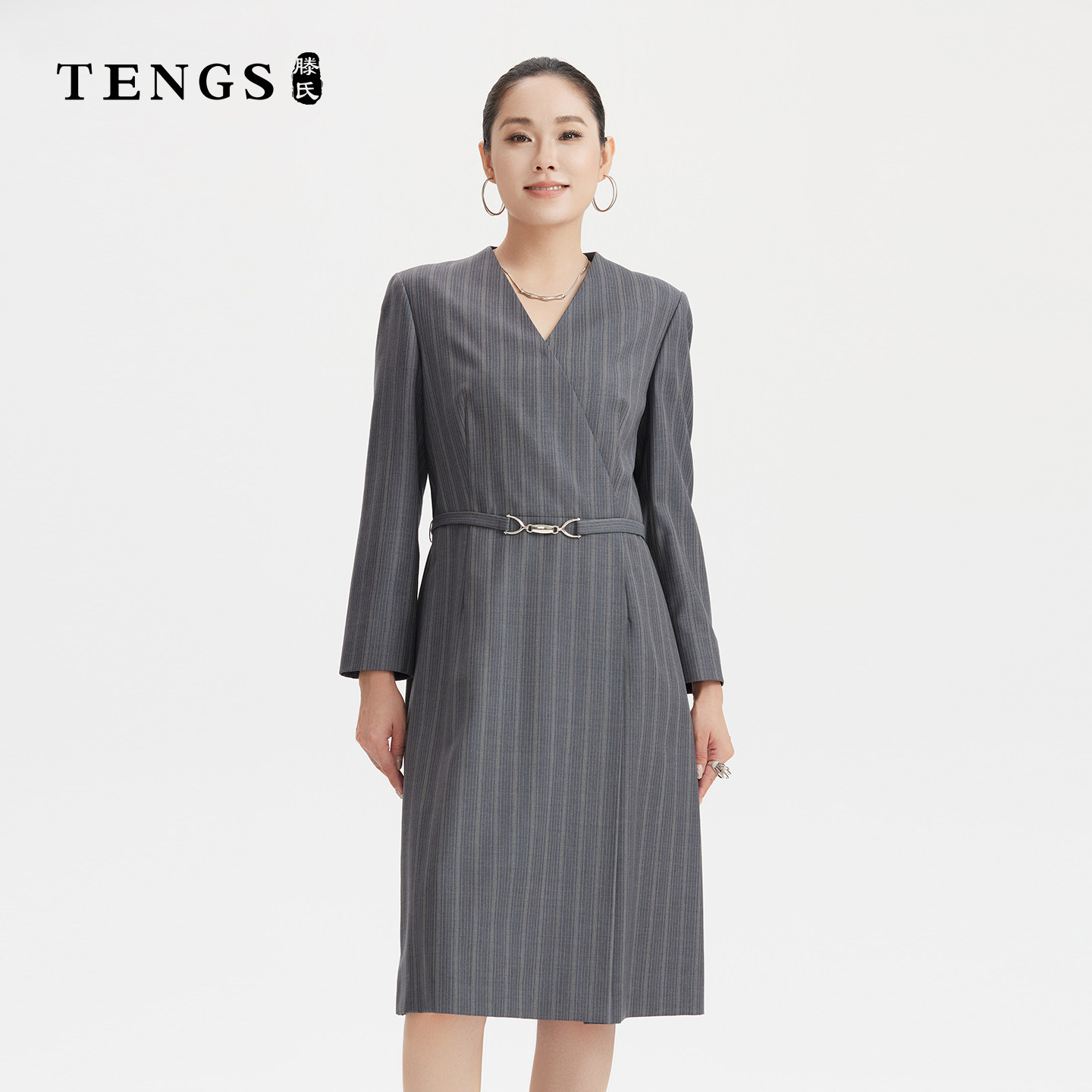 TENGS秋季新款职业商务连衣裙