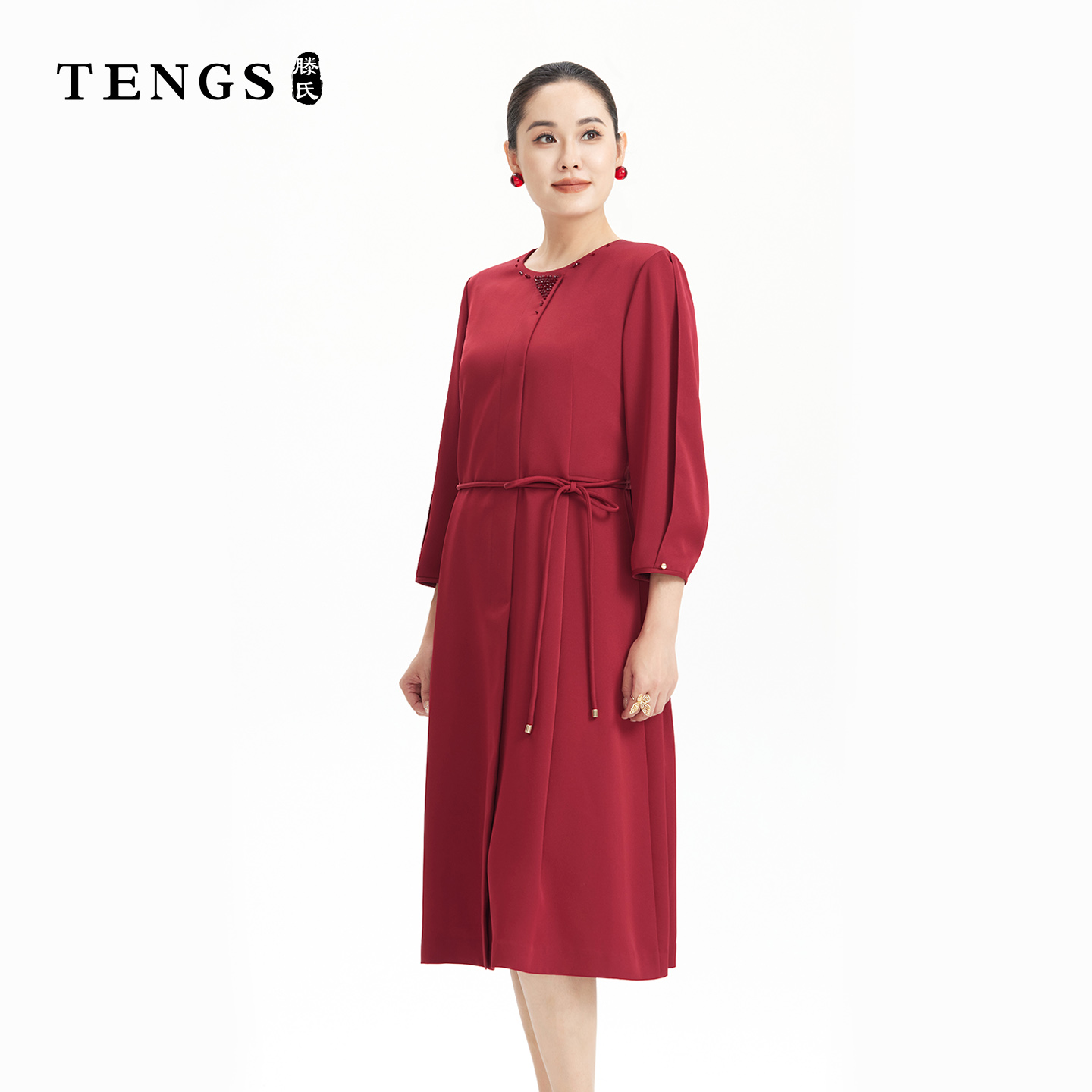 滕氏气质优雅收腰连衣裙