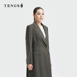 TENGS滕氏秋冬女装 极简立体剪裁精纺羊毛通勤质感风衣百搭