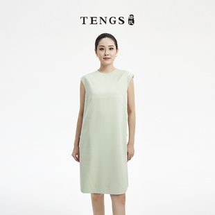 TENGS滕氏女装春夏经典款立体剪裁简单利落款无袖连衣裙