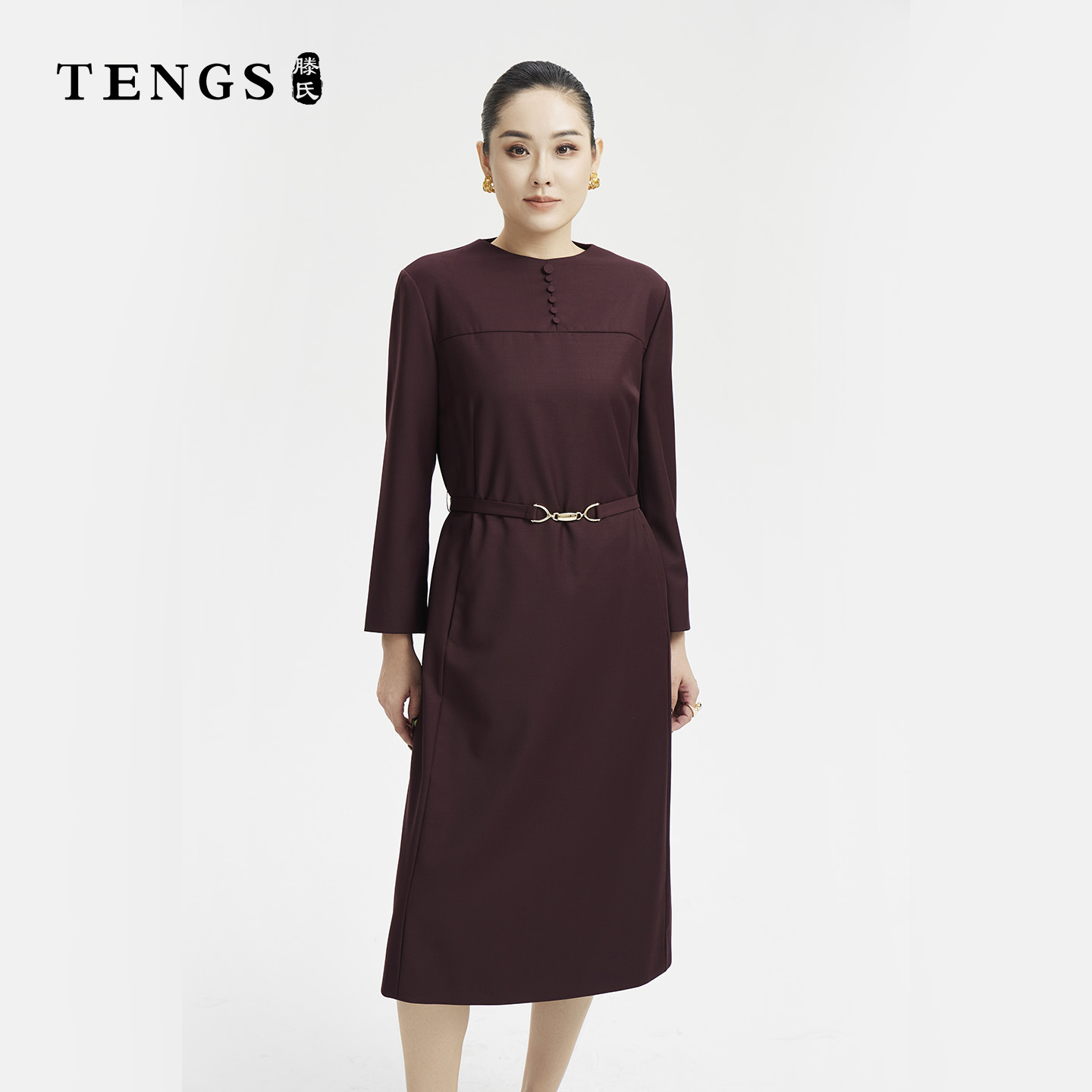 舒适百搭职场商务通勤纯色连衣裙