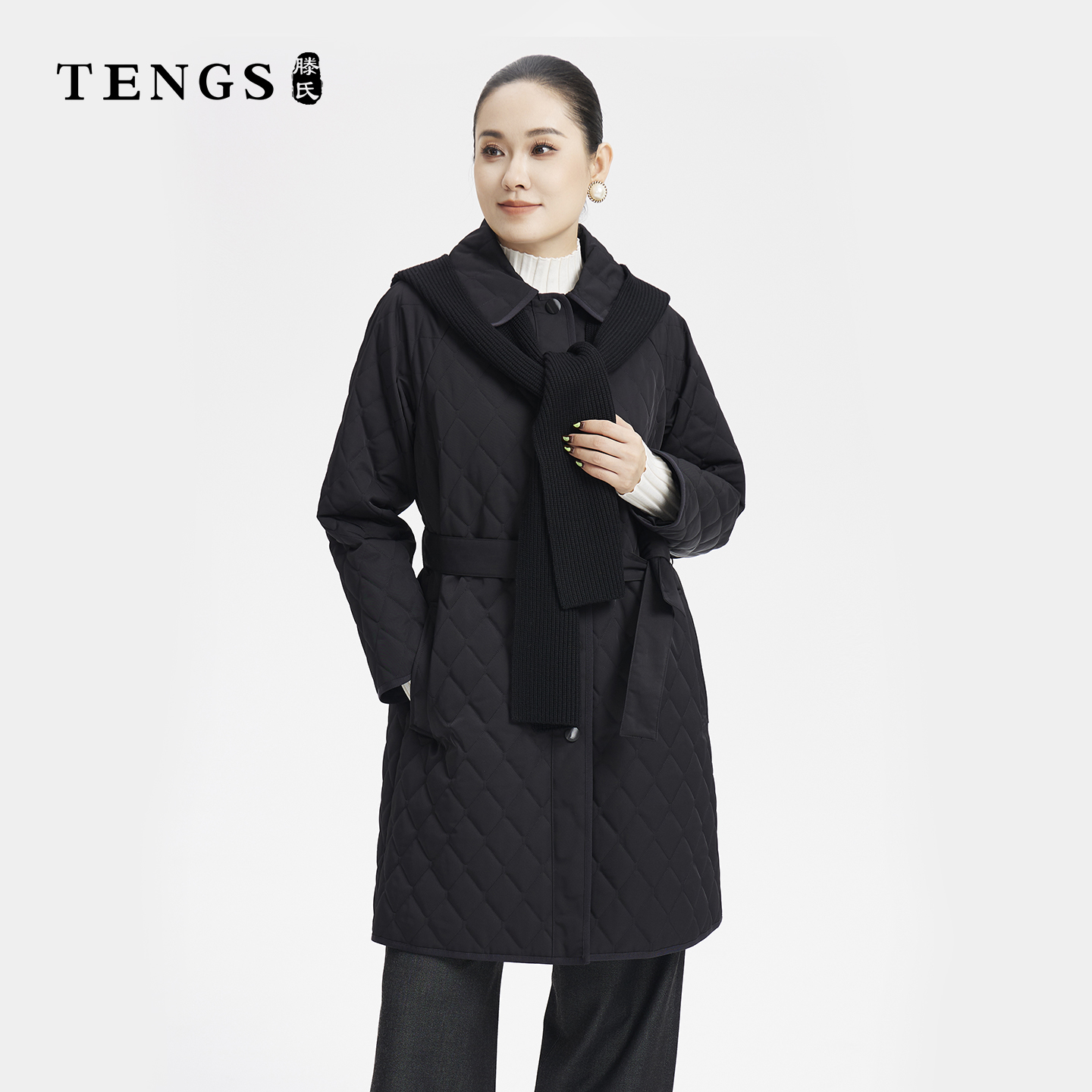 休闲百搭职场通勤黑色棉服