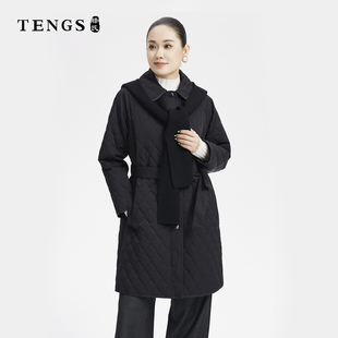 滕氏 新款 服饰 冬季 舒适休闲百搭职场通勤黑色棉服 女装 TENGS