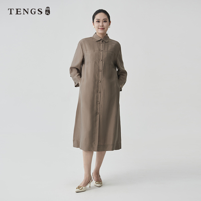 TENGS优雅舒适随性翻领连衣裙