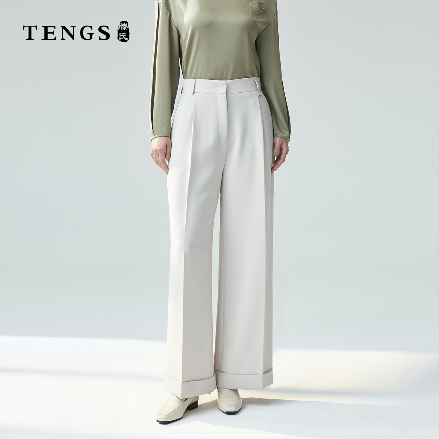 TENGS轻松舒适休闲阔腿裤垂感