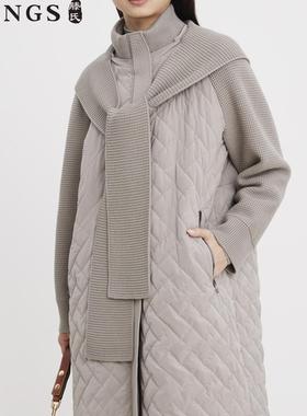 TENGS滕氏萨侬女装早春新款时尚菱格绗线棉服保暖通勤百搭简约