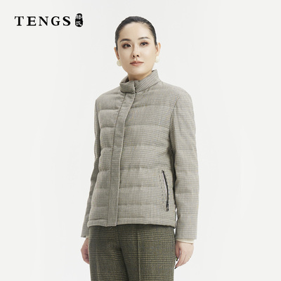 TENGS羊毛通勤保暖短款羽绒服