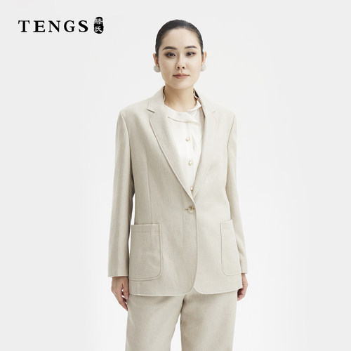 TENGS滕氏女装春季优雅卡其外套