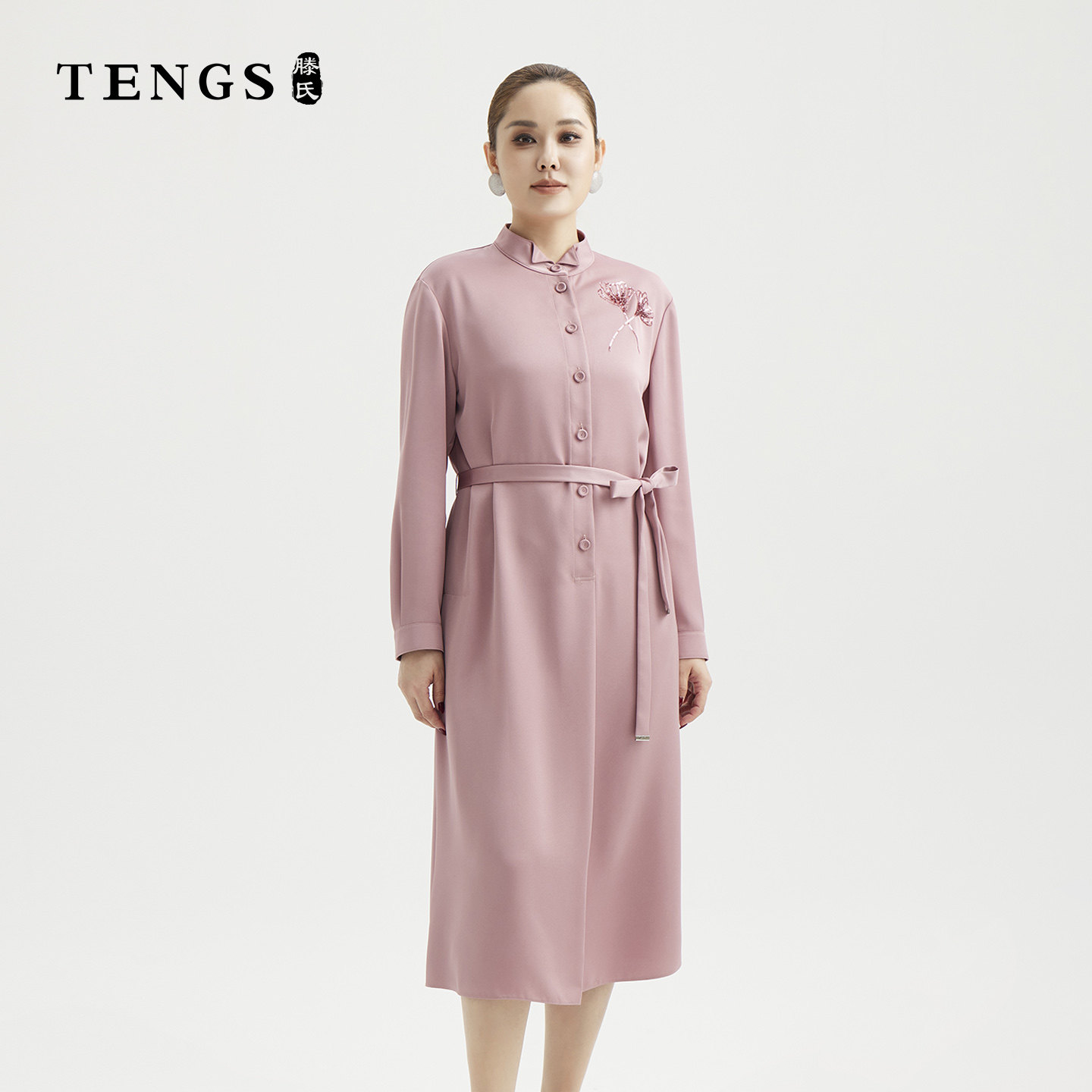 TENGS优雅轻奢百搭长袖连衣裙