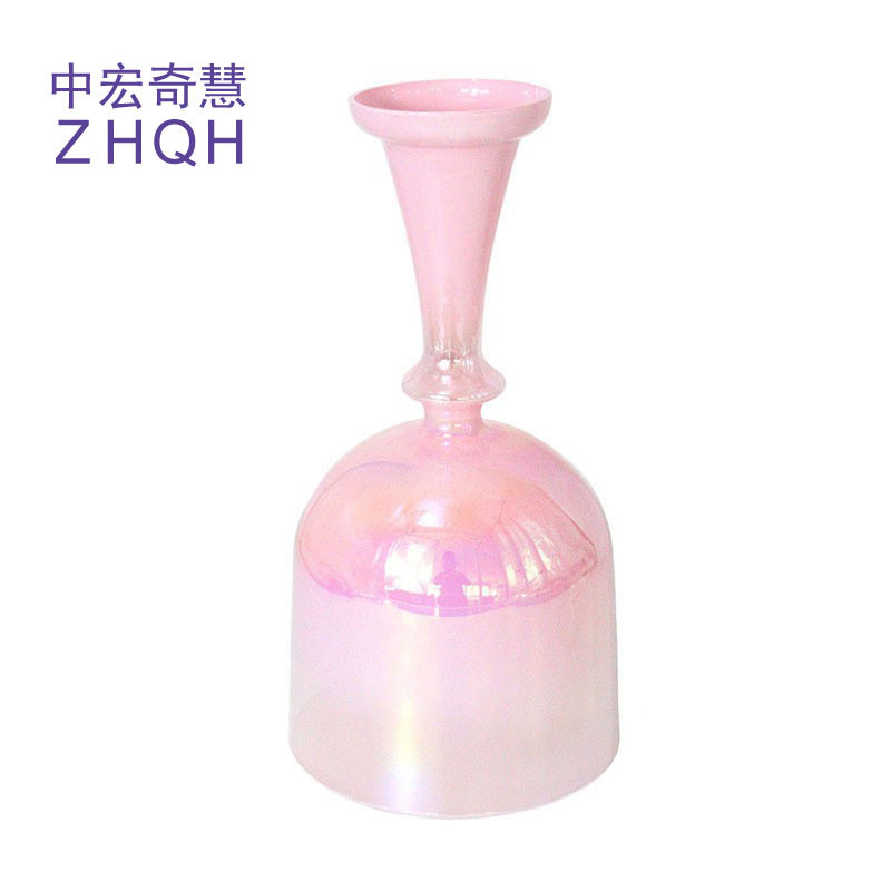 珍珠粉色便携式水晶歌唱碗水晶音乐钵瑜伽减压愈合歌唱碗手持圣杯