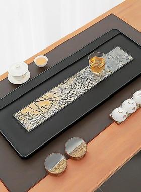 天然乌金石茶盘家用中式国画石奢石办公送礼新款轻奢石材茶海茶台