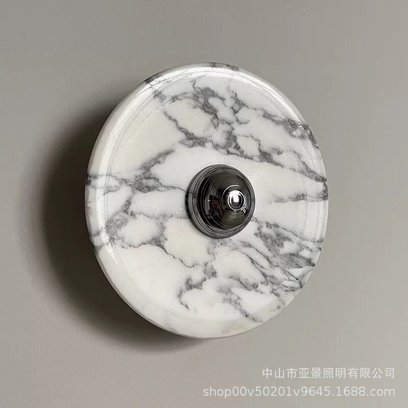 现代轻奢大理石床头壁灯室内北欧酒店走廊过道大理石 LED壁灯装饰图片