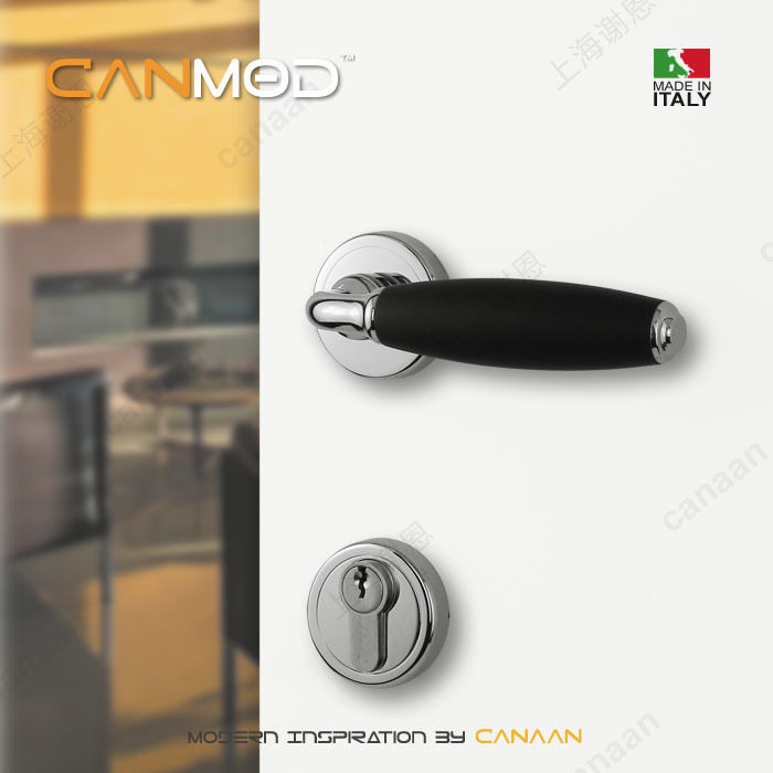Canmod迦南原装意大利进口铜门锁现代亮铬色静音门锁810R型号