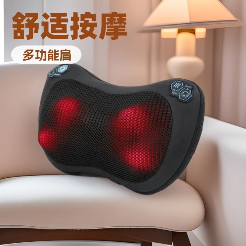 车载家用智能按摩枕红光加热正反揉捏多功能按摩靠垫颈肩腰按摩器