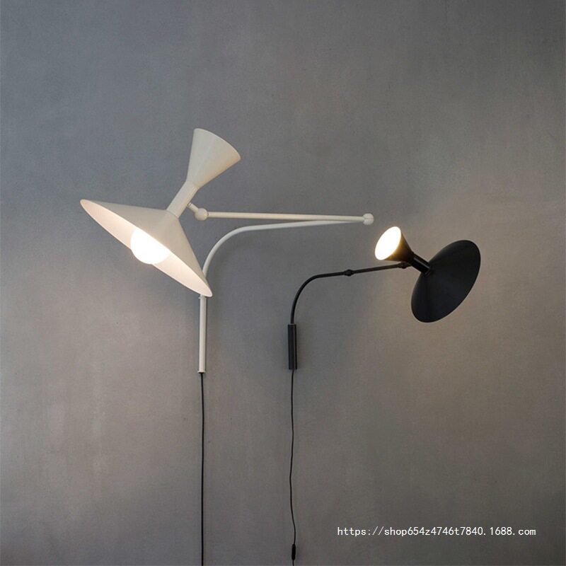 意大利可调节旋转卧室床头喇叭壁灯北欧样板房书房客厅设计师壁灯