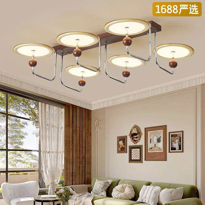 法式复古中古胡桃木色奶油风创意星轨飞碟卧室餐厅主吊灯,金属材料及制品,金属加工件/五金加工件,淘宝优惠券,粉丝福利购,淘宝优惠卷