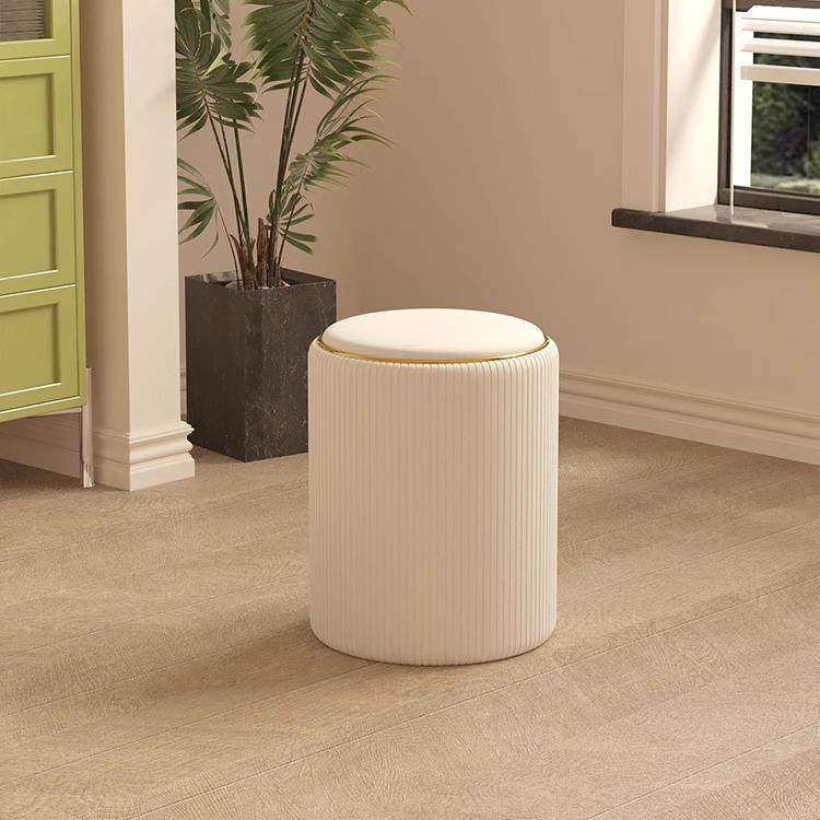 化妆凳家用梳妆台椅子卧室可收纳储物凳子客厅轻奢椅美甲圆凳矮H&