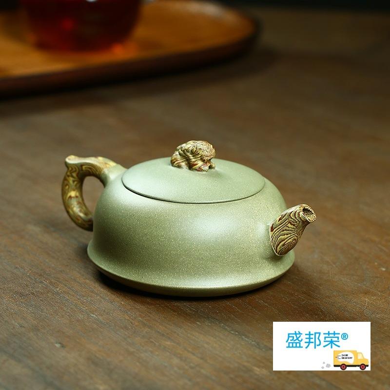 宜兴纯全手工紫砂壶名家柱础壶豆青砂绞泥泡茶壶单壶茶易梵斯