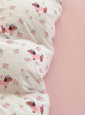 水洗棉印花四件套超柔磨毛小清新被套床单四季通用学校宿舍三件套