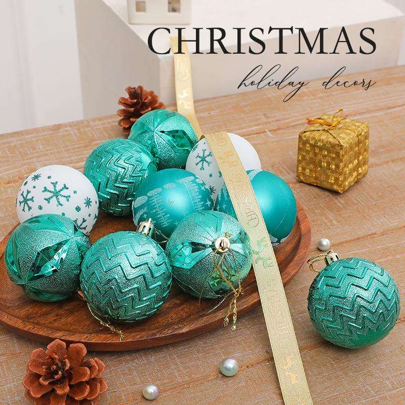 圣诞球装饰套装挂件6cm24个异形电镀塑料球彩绘圣诞球套装挂球