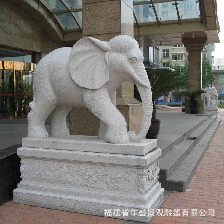 现货石雕大象一对酒店门口动物摆件城市园林景观雕塑