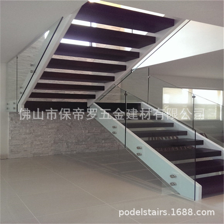玻璃广告钉 栏杆楼梯护栏侧装楼梯栏杆钢化玻璃木质扶手