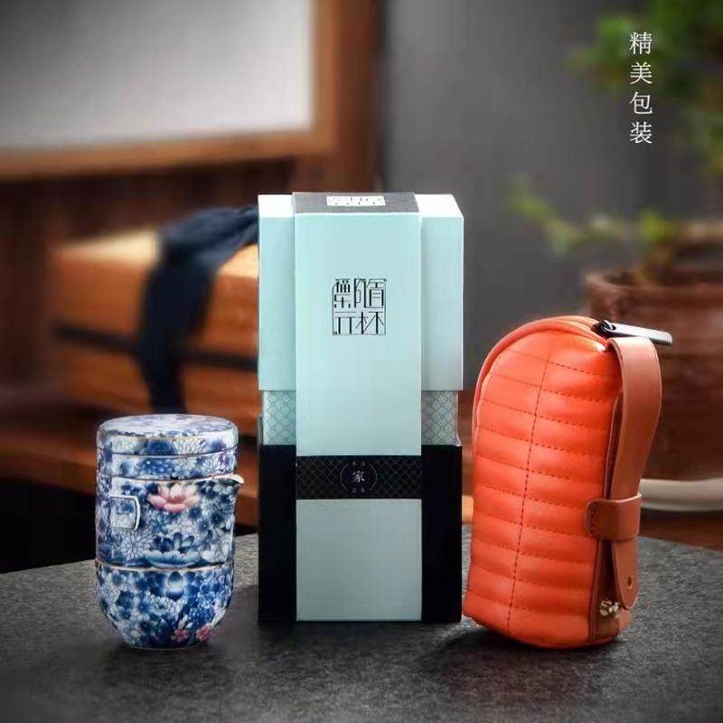 现货陶瓷旅行茶具套装一壶三杯快客杯便携旅行包随身功夫德化陶瓷