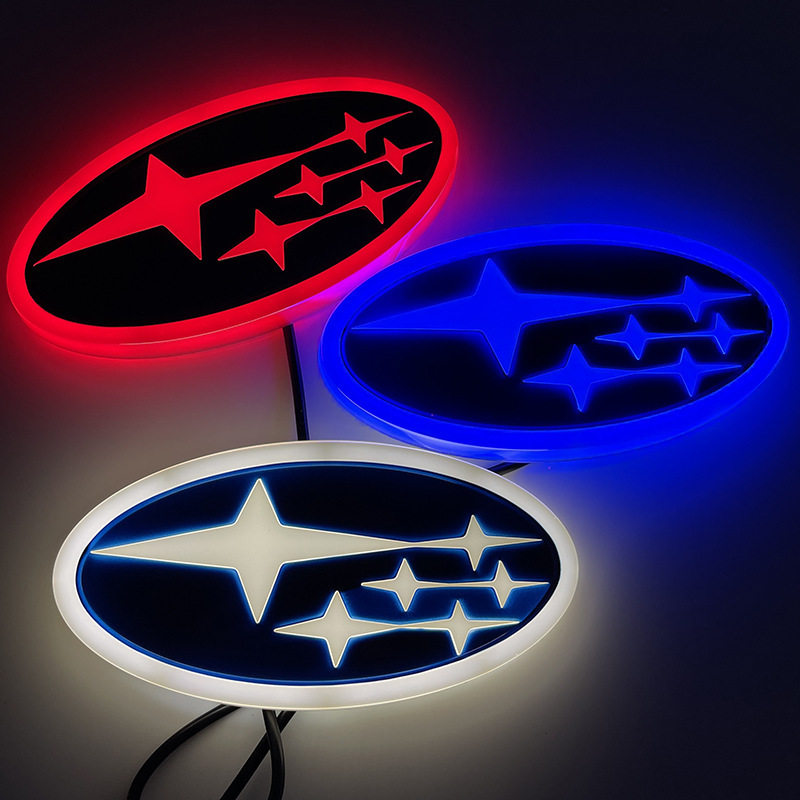 【跨境热品】适用于斯巴鲁SUBARU车标LED灯4D发光后尾车标灯