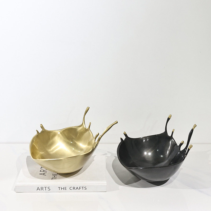 新中式抽象铜材质果盘装饰盘摆件展厅样板间茶几
