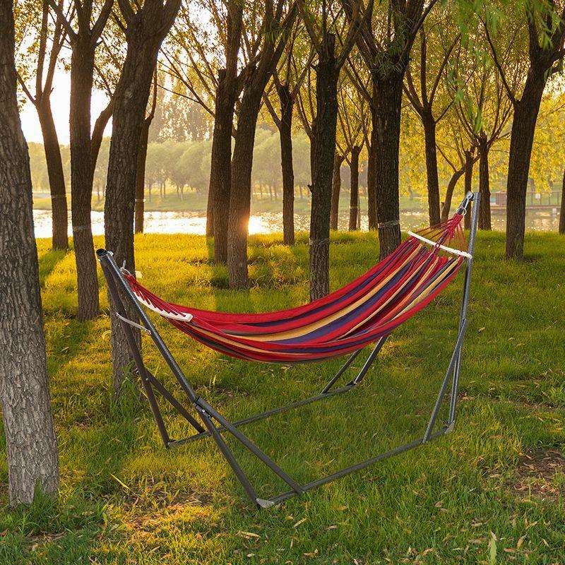 新款超厚折叠支架加大吊床露营室内秋千庭院阳台便携吊床室内卧室