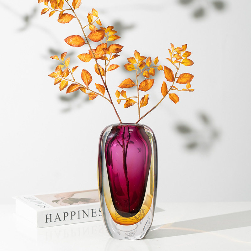 现代轻奢琉璃花瓶客厅插花玻璃花器会议桌玄关摆件高级感软装饰品
