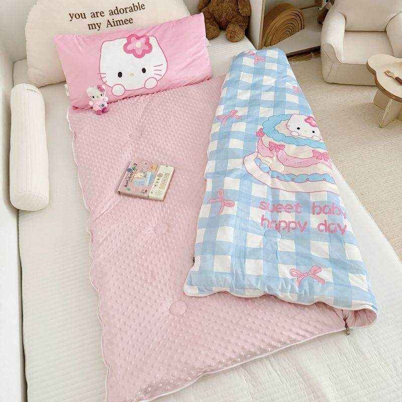 2024秋冬新款宝宝防踢睡袋加厚保暖宝宝绒豆豆绒可拆洗幼儿园睡袋