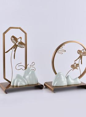 新中式创意玄关摆件现代轻奢客厅陶瓷罐桌面样板间大厅家居装饰品