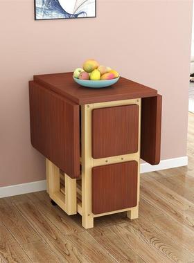 小户型餐桌可伸缩新款折叠餐桌简易餐桌家用出租屋吃饭桌实木靠墙