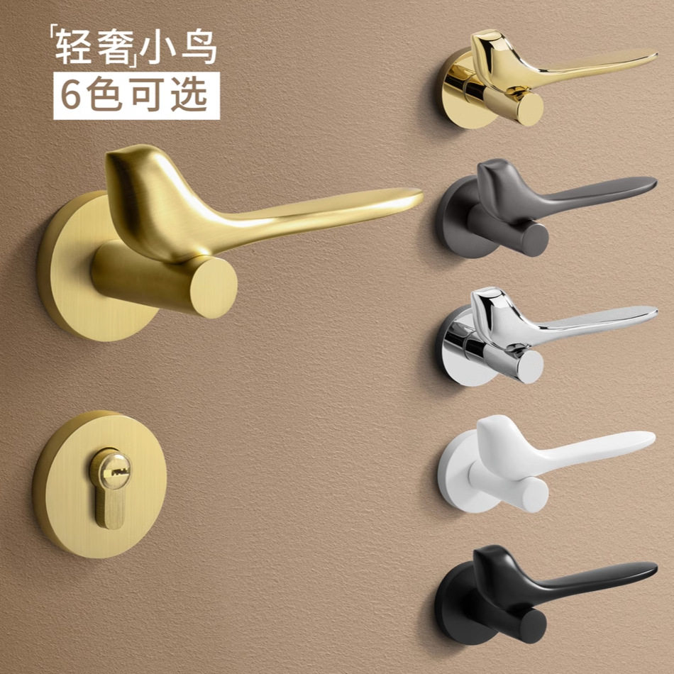 金色小鸟锌合金静音门锁