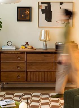 实木八斗柜法式客厅边柜简约复古卧室主卧床尾收纳储物柜餐边柜