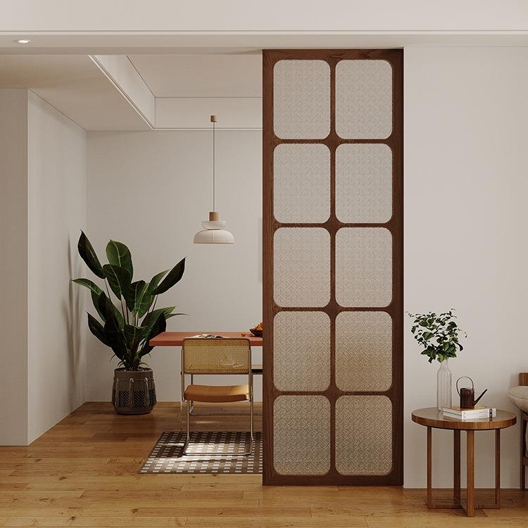 复古入户进门玄关海棠花玻璃中古洗手台隔断客厅宫格遮挡屏风