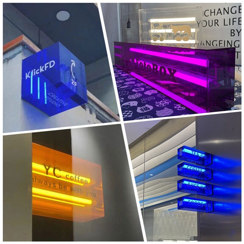 个性门头招牌发光字广告牌网红灯箱彩色透明亚克力灯箱双面悬挂
