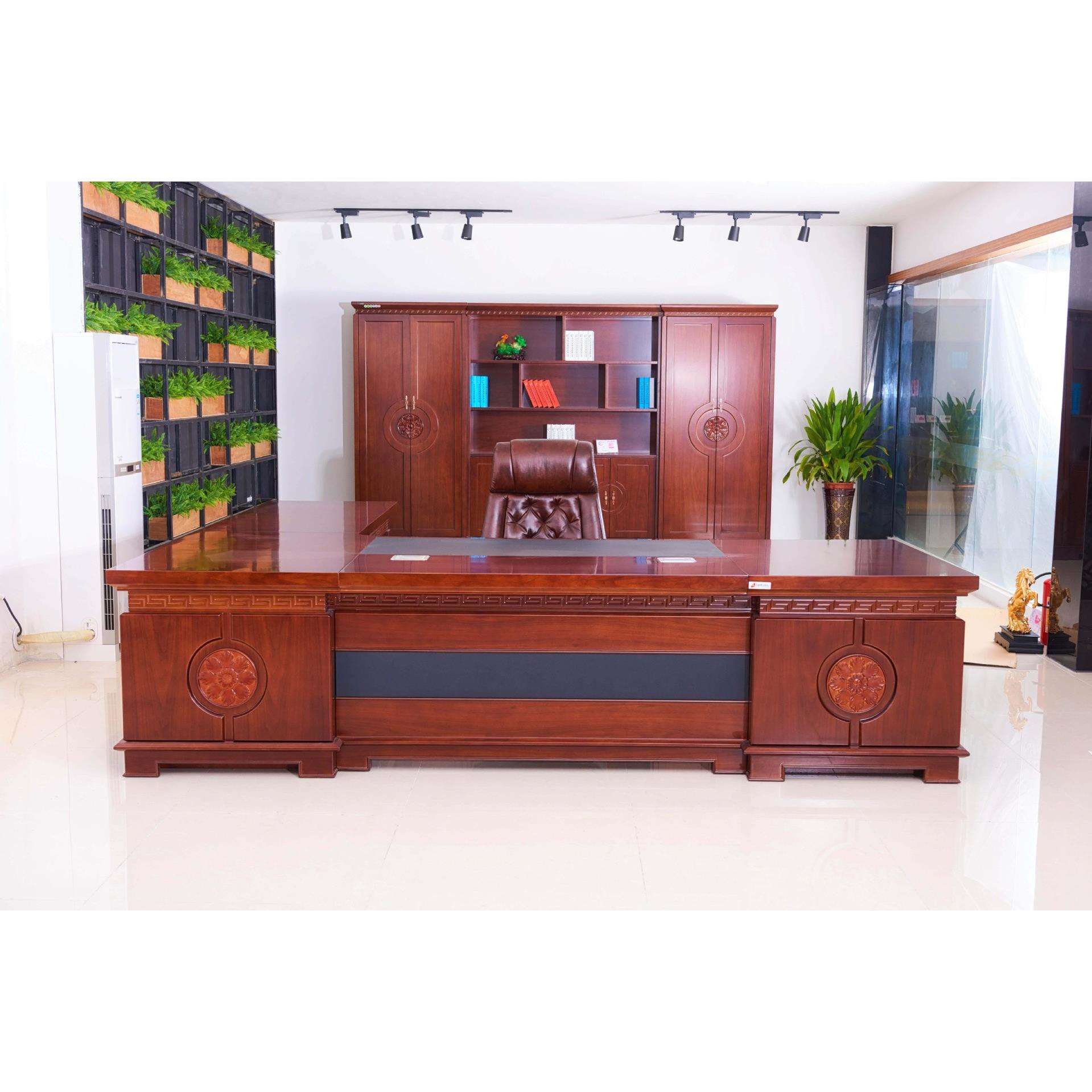 中式办公桌大气老板桌贴木皮办公家具经理桌主管桌油漆大班台