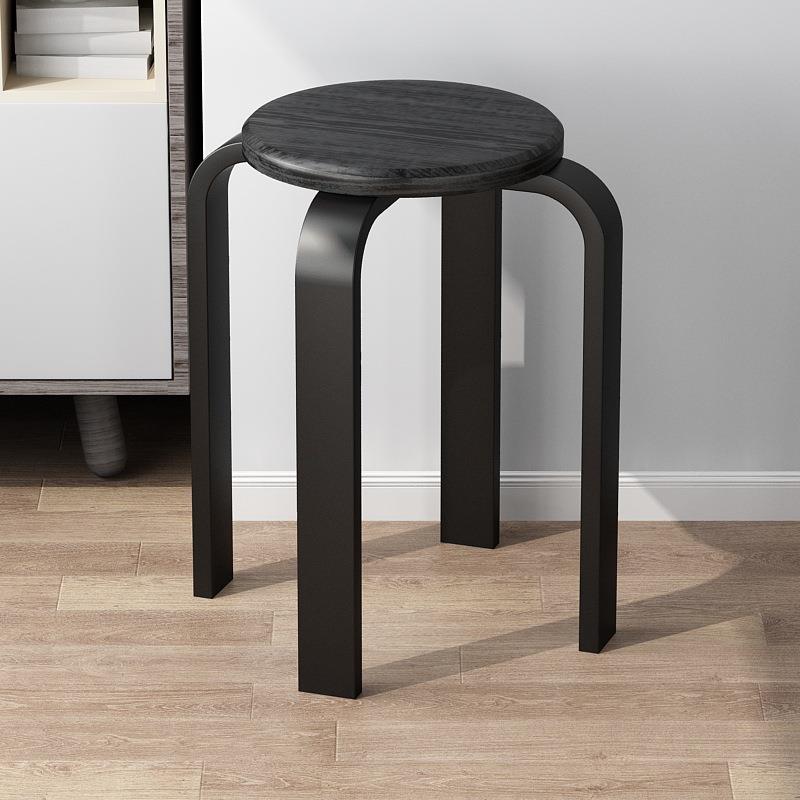 实木凳子家用现代简约圆凳可叠放客厅矮凳网红小板凳防滑餐凳休闲