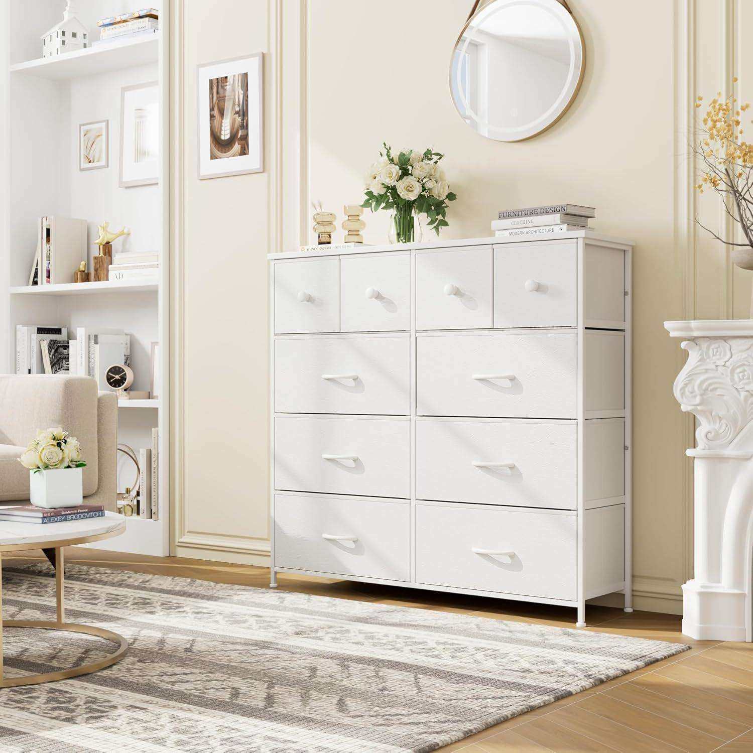 现代简约布艺十抽屉式百搭客厅卧室玄关收纳柜组装卧室靠墙储物柜