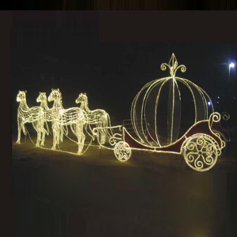 直销圣诞马车大型麋鹿装饰灯户外led装饰灯户外发光圣诞鹿车