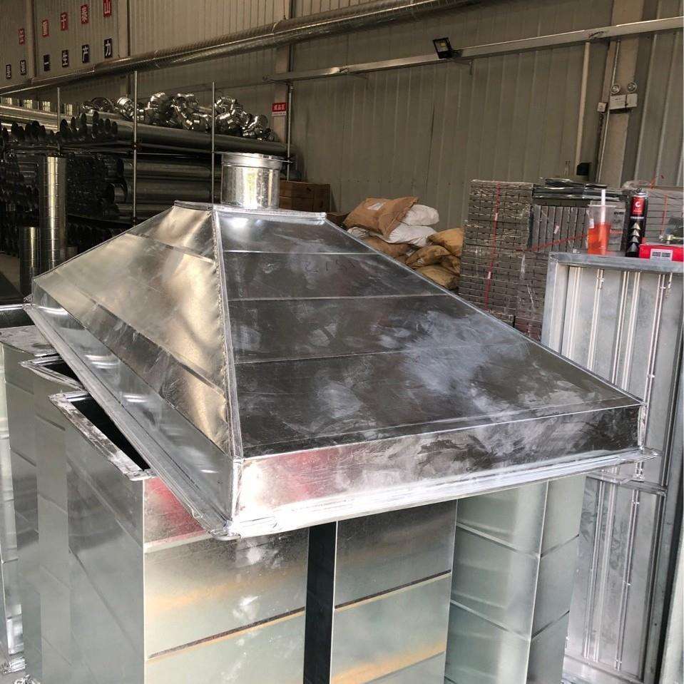 不锈钢吸烟罩镀锌白铁皮排风罩车间除尘罩子四面带斜坡风罩安装