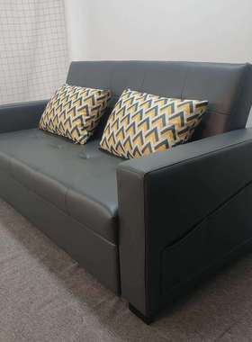 现代简约深灰色双人沙发小户型客厅卧室折叠多功能沙发床