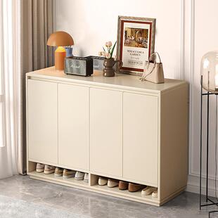 奶油风纯实木鞋柜家用门口2024新款爆款入户玄关储物柜楼道口鞋架