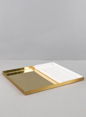 新中式创意金属托盘客厅样板间桌面书房餐厅软装饰品摆件工厂直销