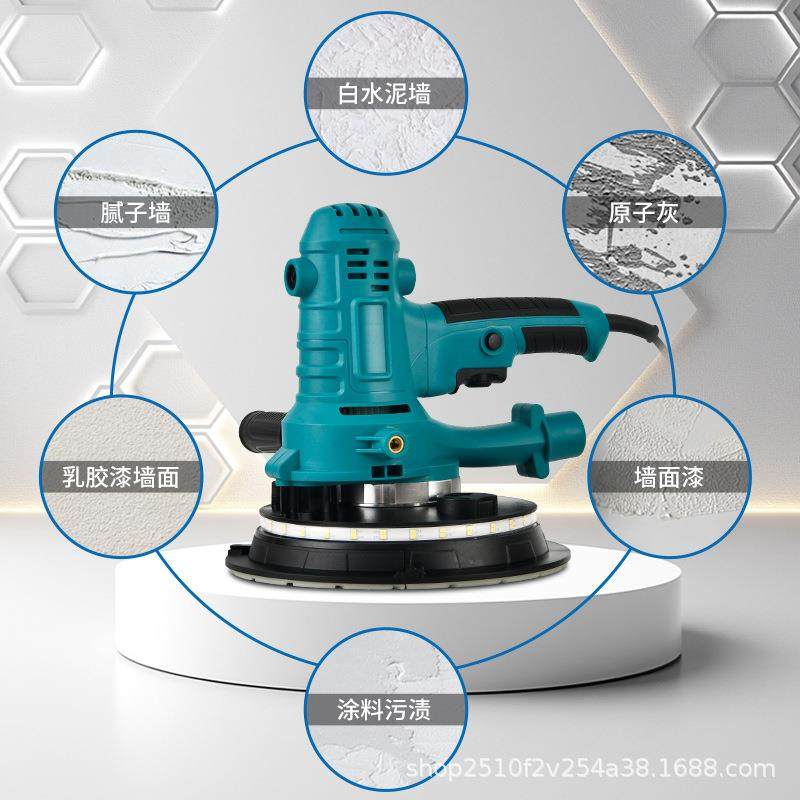 跨境超轻手持墙面打磨机电动磨墙机带灯自吸尘短柄墙壁手持砂纸机,机械设备,砂磨机,淘宝优惠券,粉丝福利购,淘宝优惠卷