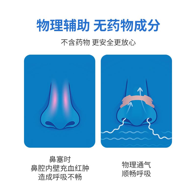 鼻贴通气鼻贴鼾贴弹力物理扩张呼吸贴成人贴儿童打呼噜鼾鼻贴止