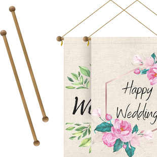 木质挂杆木质旗杆圆头木棍木棒挂毯挂旗配件半孔圆珠圆柱棒火柴棍